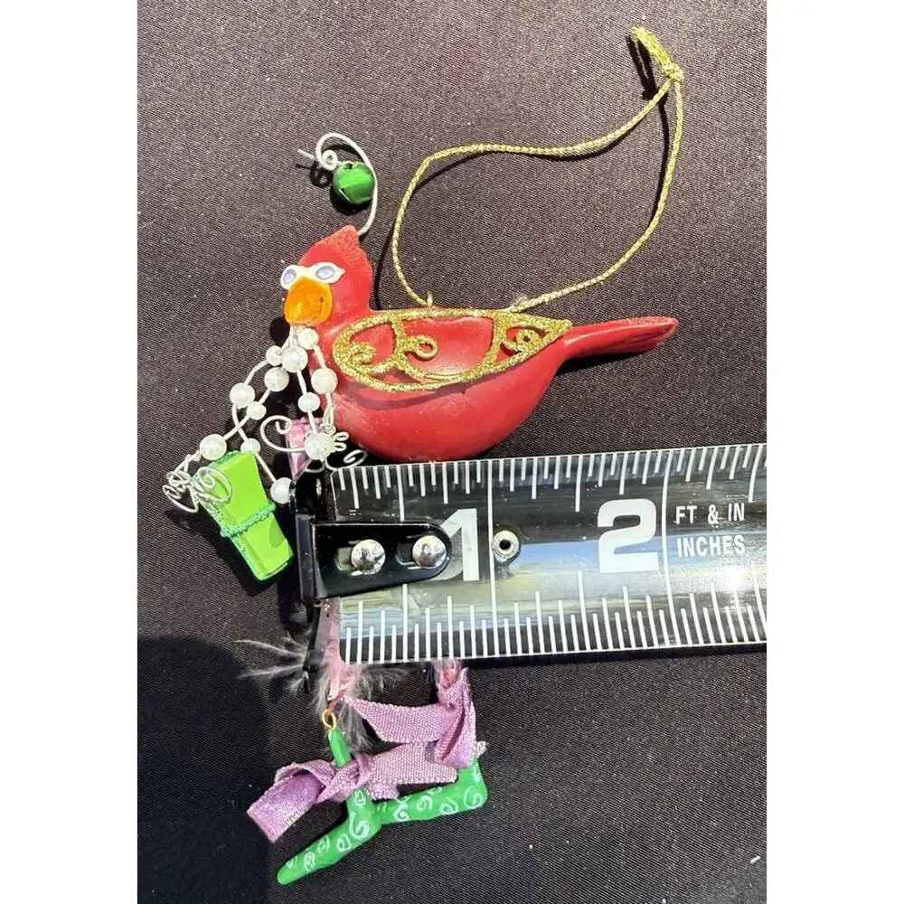 Vintage Katherines Collection Dangle Leg Red Bird Christmas Ornament Rare! -K2
